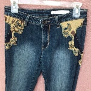 Vintage Akademiks Embellished Jeans Boho Lace Appliqué Y2K Size 27